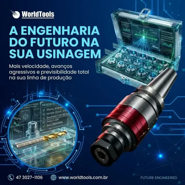 A engenharia do futuro na sua usinagem: porta-ferramenta e brocas World Tools