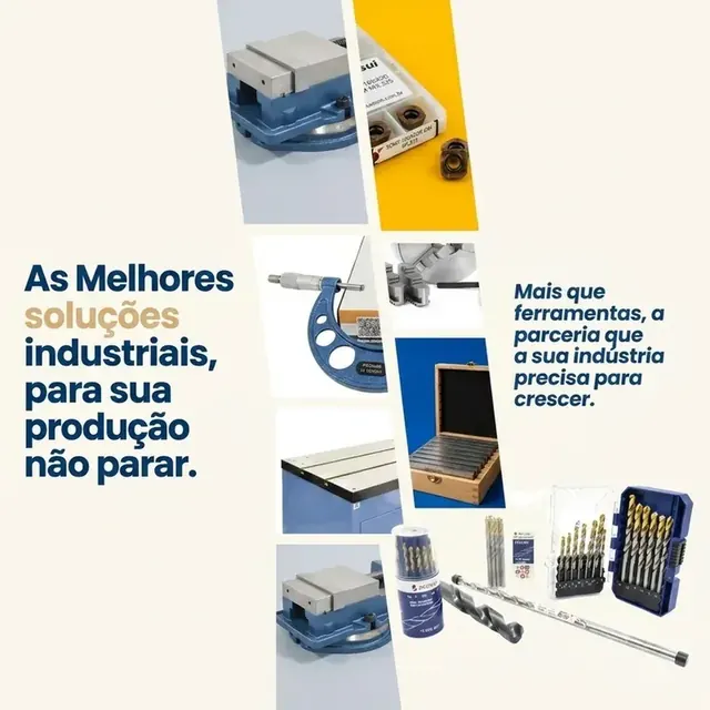 As melhores soluções industriais para sua produção não parar: morsas, insertos, micrômetros e brocas