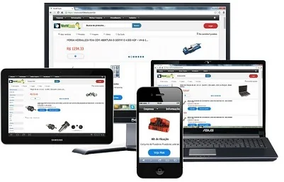 Primeiro e-commerce da World Tools, em 2012, exibido em desktop, notebook, tablet e celular com preços abertos